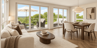 Wohn- und Esszimmer mit Zugang zur Terrasse